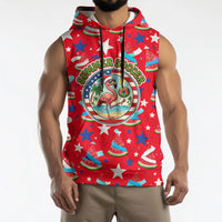 Christmas In July USA Soccer Sleeveless Hoodie Surfing Santa Flamingo Summer Watermelon