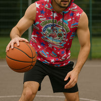 Christmas In July USA Soccer Sleeveless Hoodie Surfing Santa Flamingo Summer Watermelon