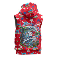 Christmas In July USA Soccer Sleeveless Zip Hoodie Surfing Santa Flamingo Summer Watermelon