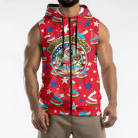 Christmas In July USA Soccer Sleeveless Zip Hoodie Surfing Santa Flamingo Summer Watermelon