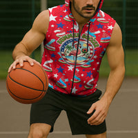 Christmas In July USA Soccer Sleeveless Zip Hoodie Surfing Santa Flamingo Summer Watermelon
