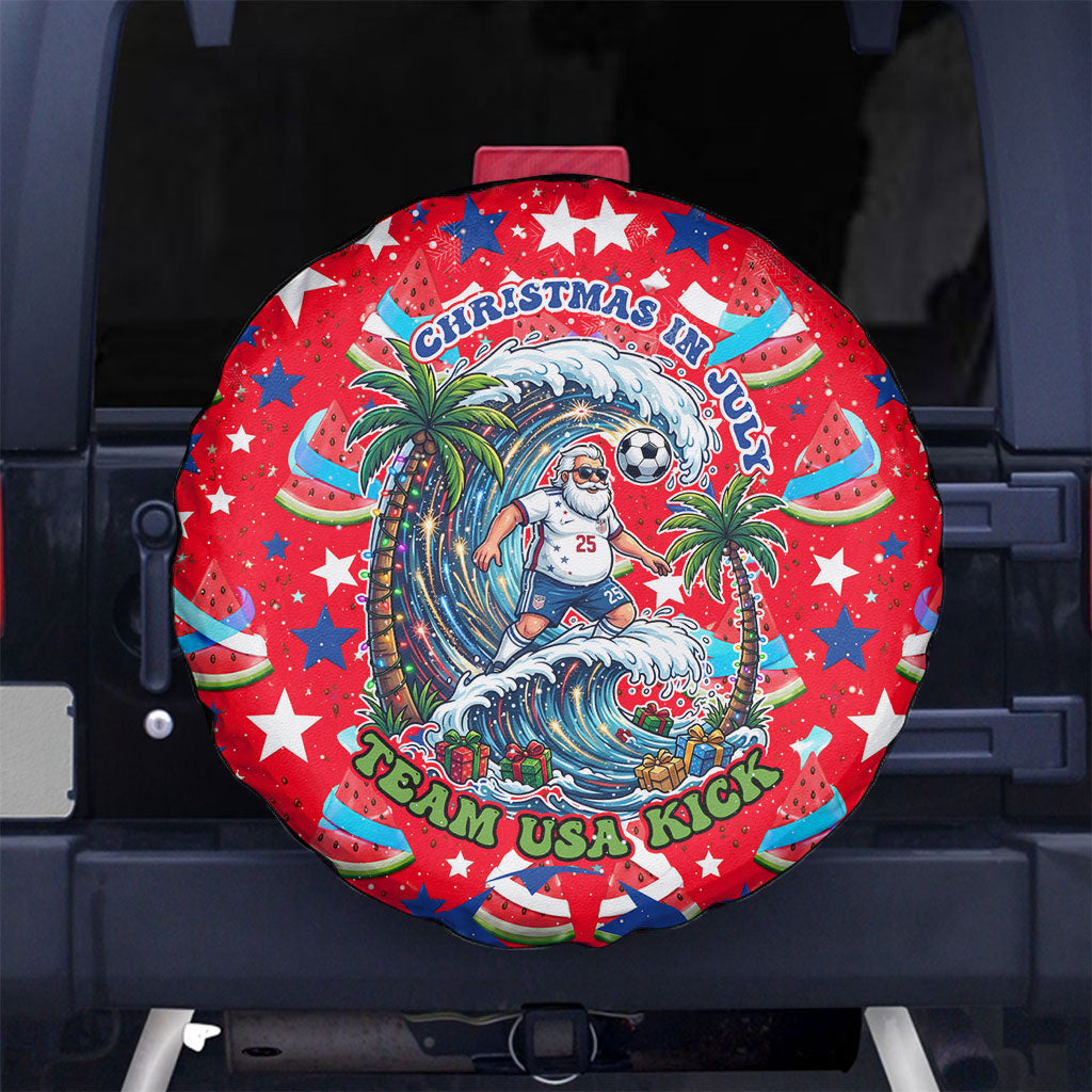 Christmas In July USA Soccer Spare Tire Cover Surfing Santa Flamingo Summer Watermelon