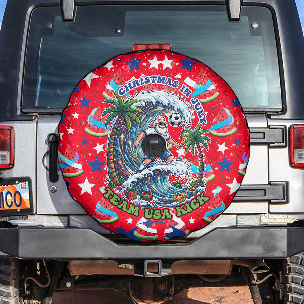 Christmas In July USA Soccer Spare Tire Cover Surfing Santa Flamingo Summer Watermelon