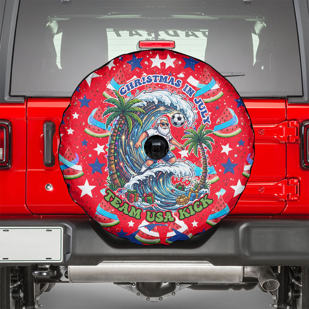 Christmas In July USA Soccer Spare Tire Cover Surfing Santa Flamingo Summer Watermelon