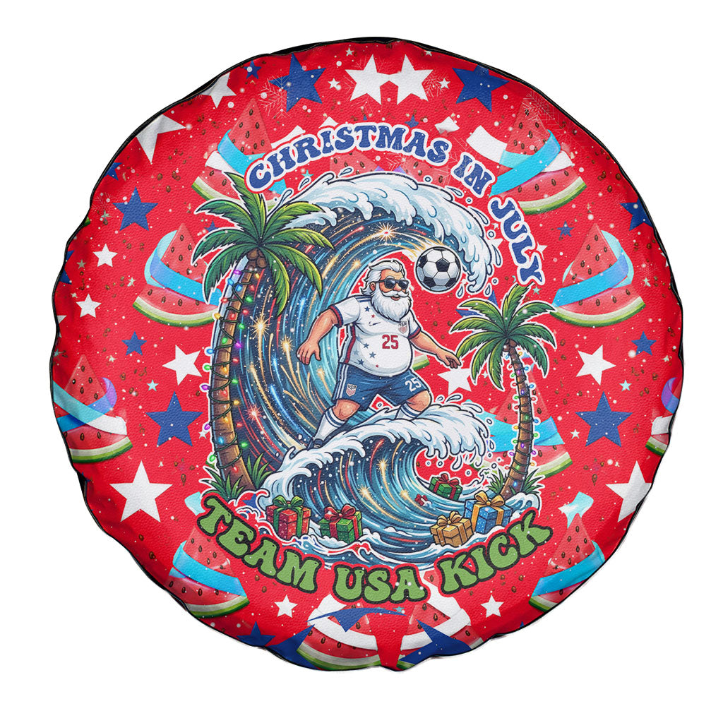 Christmas In July USA Soccer Spare Tire Cover Surfing Santa Flamingo Summer Watermelon
