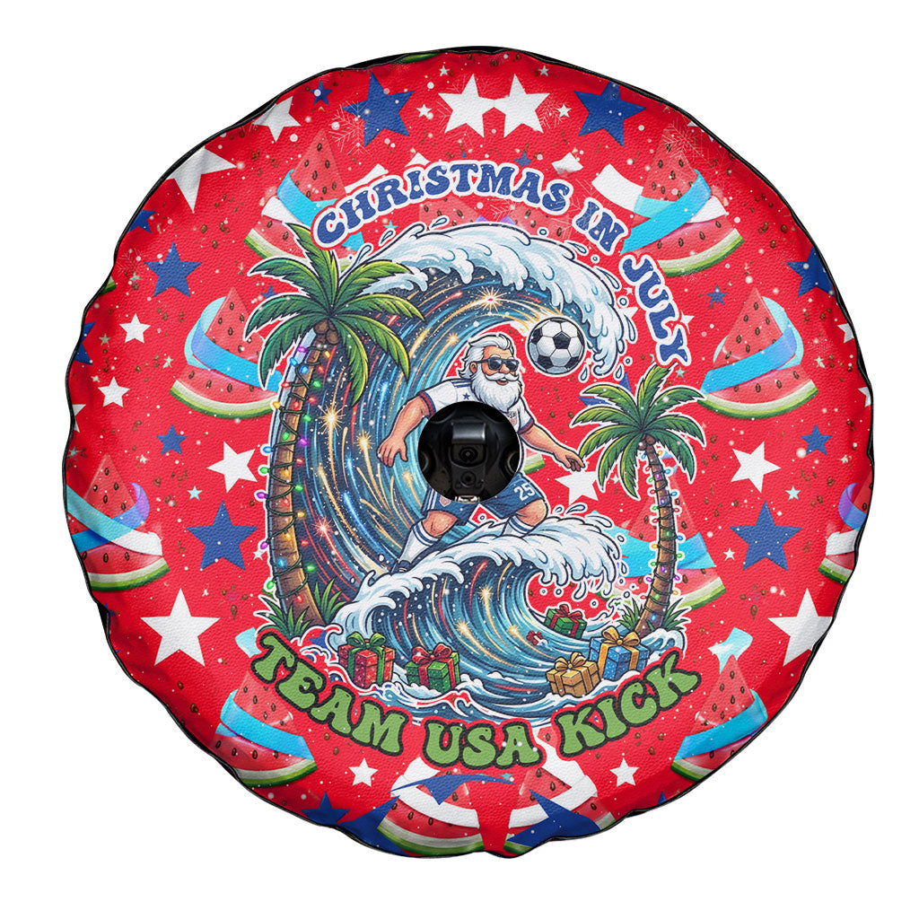 Christmas In July USA Soccer Spare Tire Cover Surfing Santa Flamingo Summer Watermelon