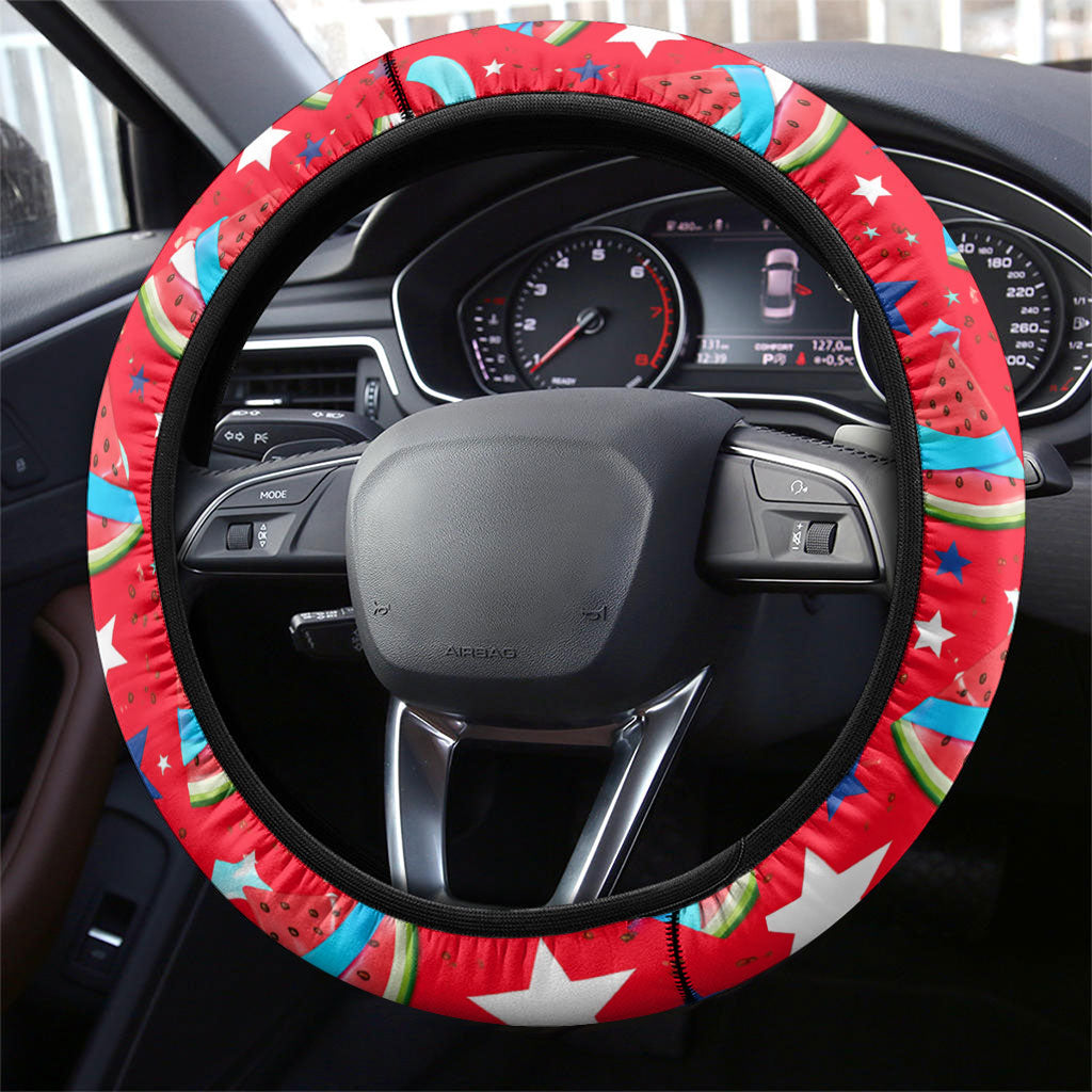 Christmas In July USA Soccer Steering Wheel Cover Surfing Santa Flamingo Summer Watermelon