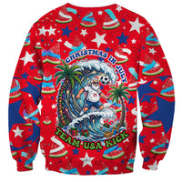 Christmas In July USA Soccer Sweatshirt Surfing Santa Flamingo Summer Watermelon
