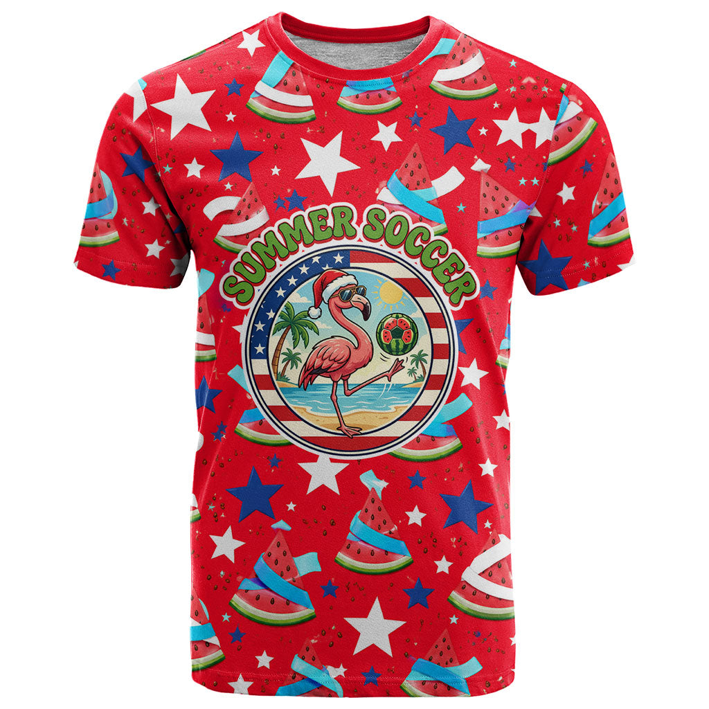 Christmas In July USA Soccer T Shirt Surfing Santa Flamingo Summer Watermelon