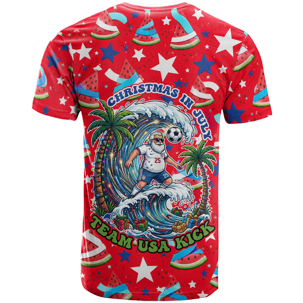 Christmas In July USA Soccer T Shirt Surfing Santa Flamingo Summer Watermelon
