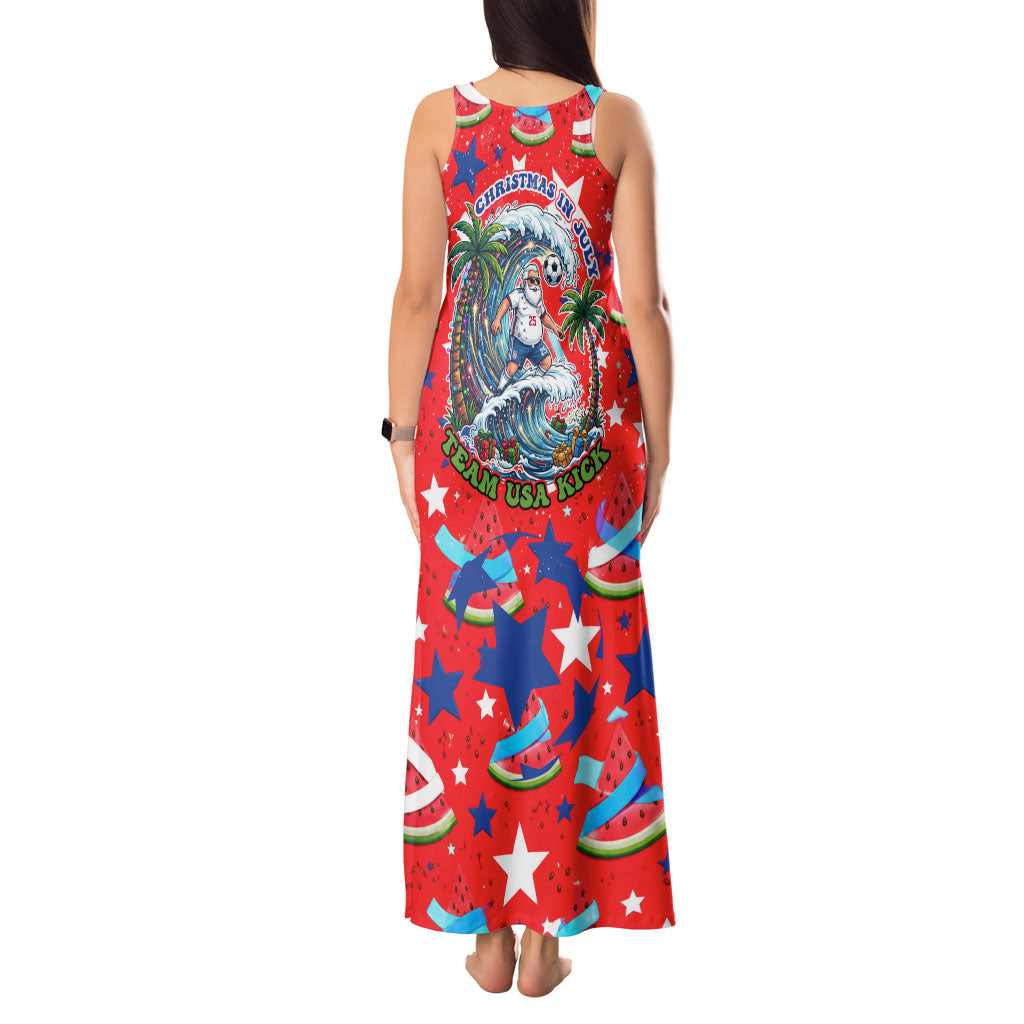 Christmas In July USA Soccer Tank Maxi Dress Surfing Santa Flamingo Summer Watermelon