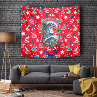 Christmas In July USA Soccer Tapestry Surfing Santa Flamingo Summer Watermelon