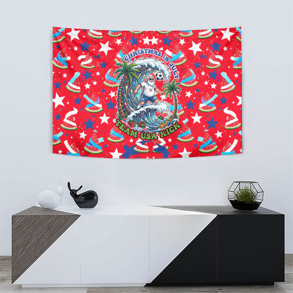 Christmas In July USA Soccer Tapestry Surfing Santa Flamingo Summer Watermelon