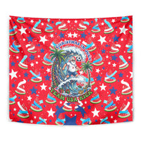 Christmas In July USA Soccer Tapestry Surfing Santa Flamingo Summer Watermelon