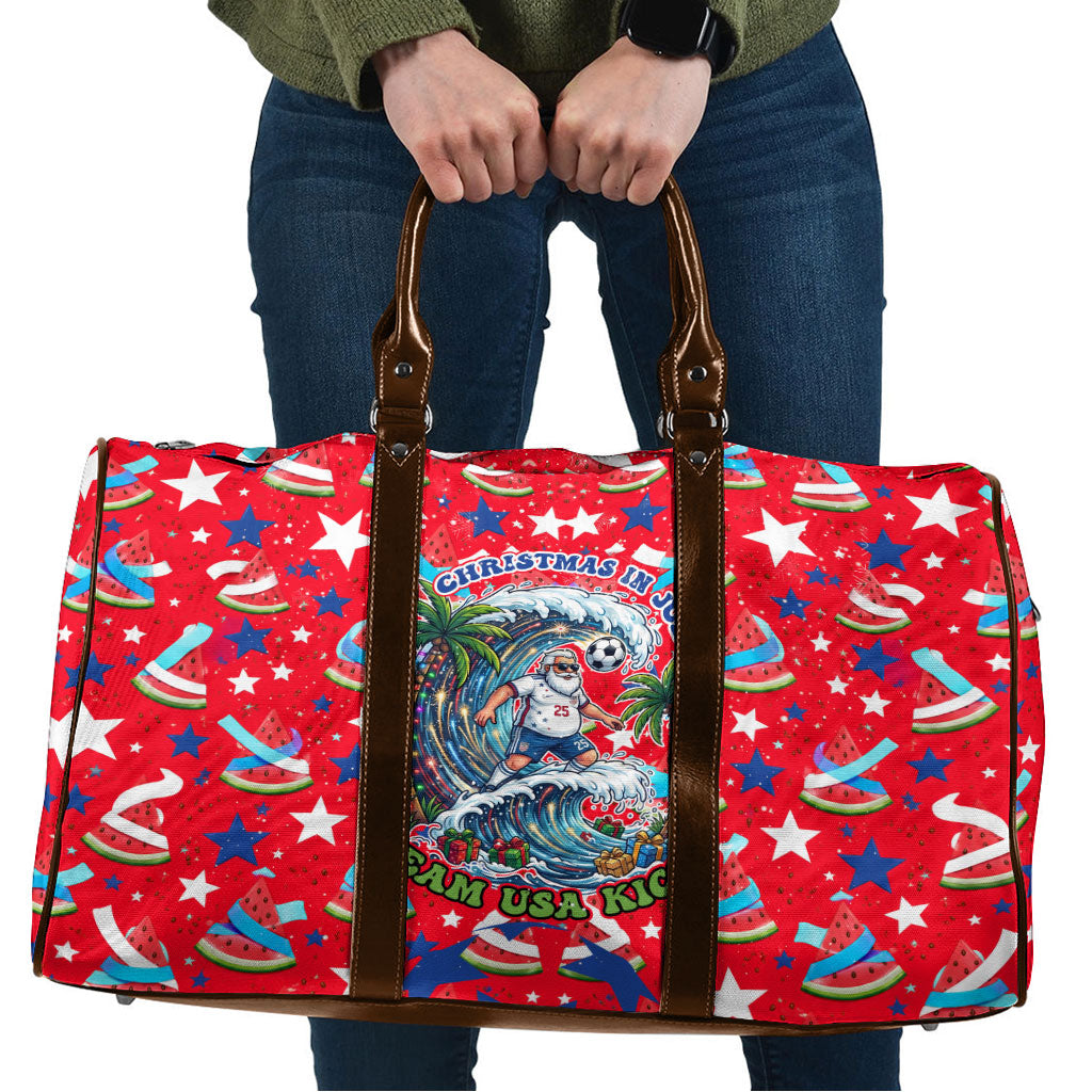 Christmas In July USA Soccer Travel Bag Surfing Santa Flamingo Summer Watermelon