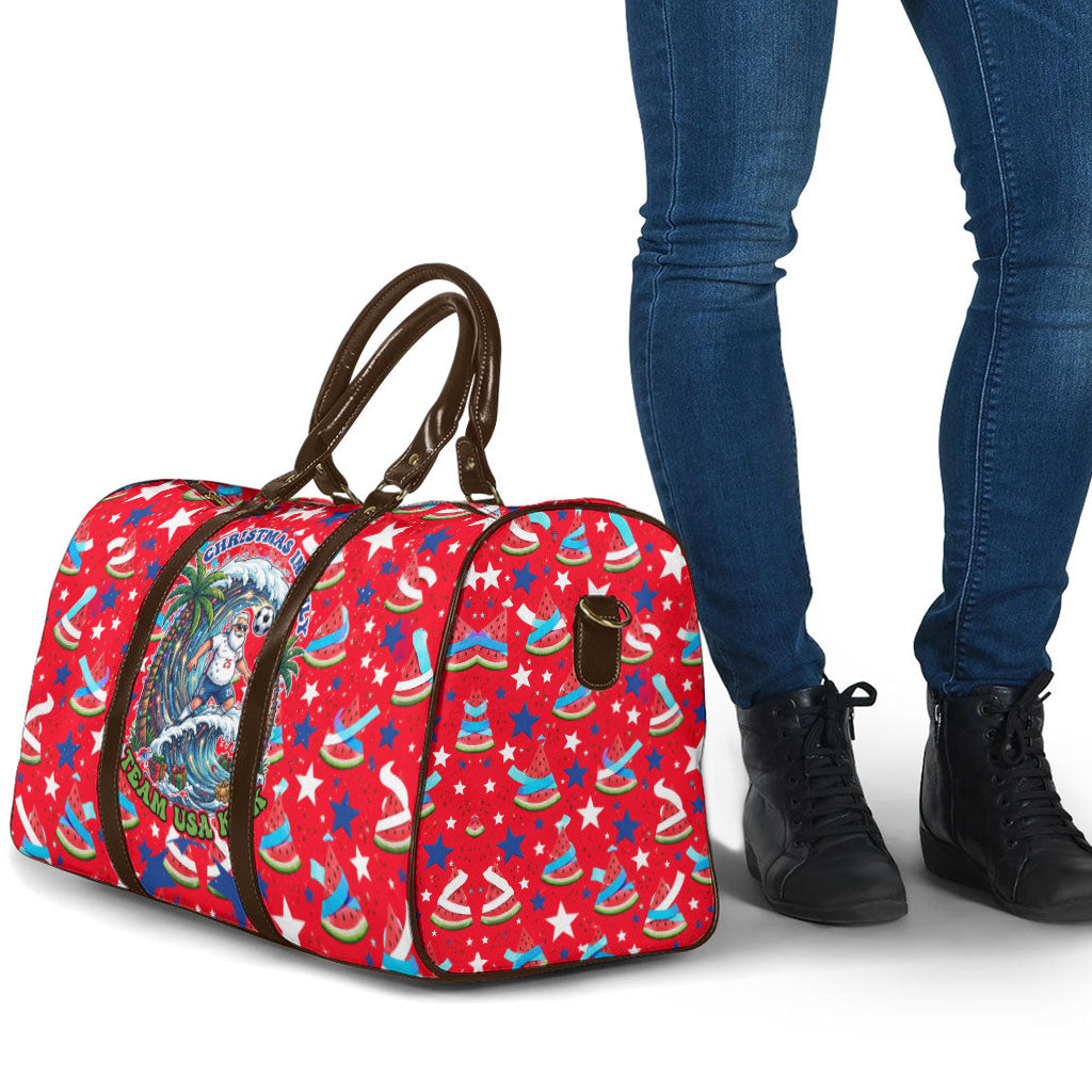 Christmas In July USA Soccer Travel Bag Surfing Santa Flamingo Summer Watermelon