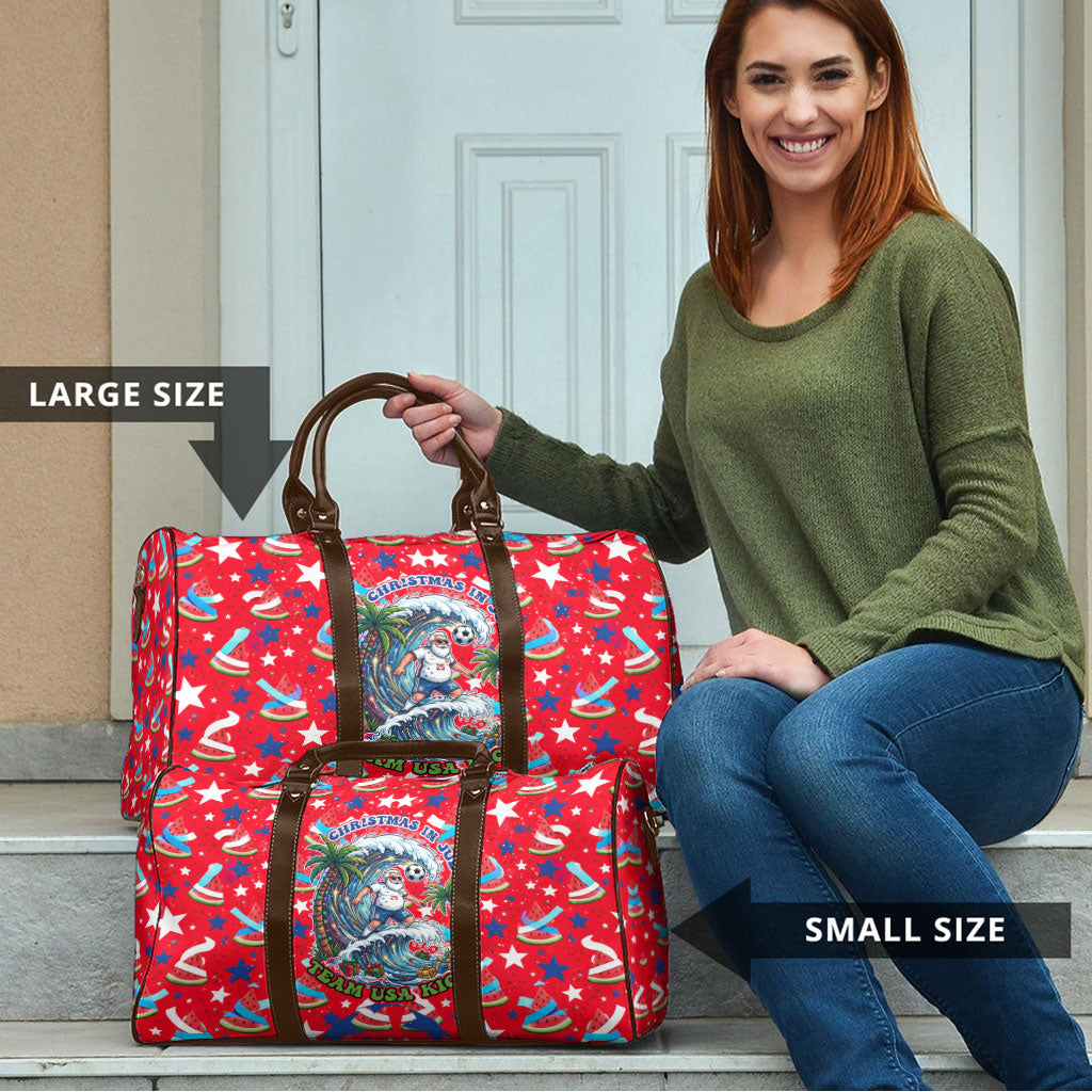 Christmas In July USA Soccer Travel Bag Surfing Santa Flamingo Summer Watermelon