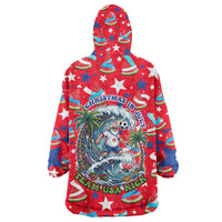 Christmas In July USA Soccer Wearable Blanket Hoodie Surfing Santa Flamingo Summer Watermelon