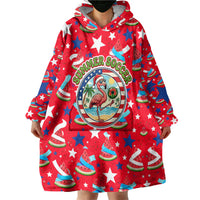 Christmas In July USA Soccer Wearable Blanket Hoodie Surfing Santa Flamingo Summer Watermelon