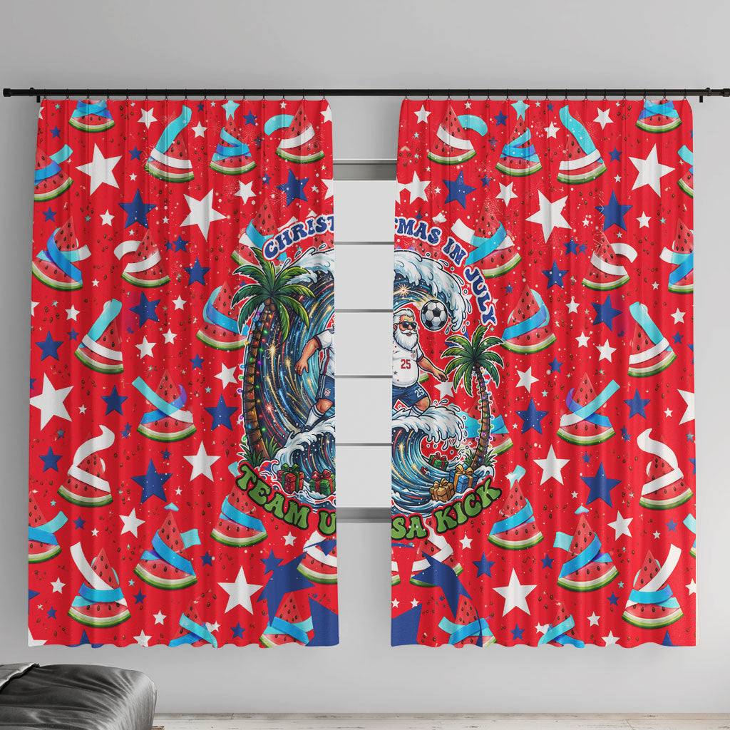 Christmas In July USA Soccer Window Curtain Surfing Santa Flamingo Summer Watermelon