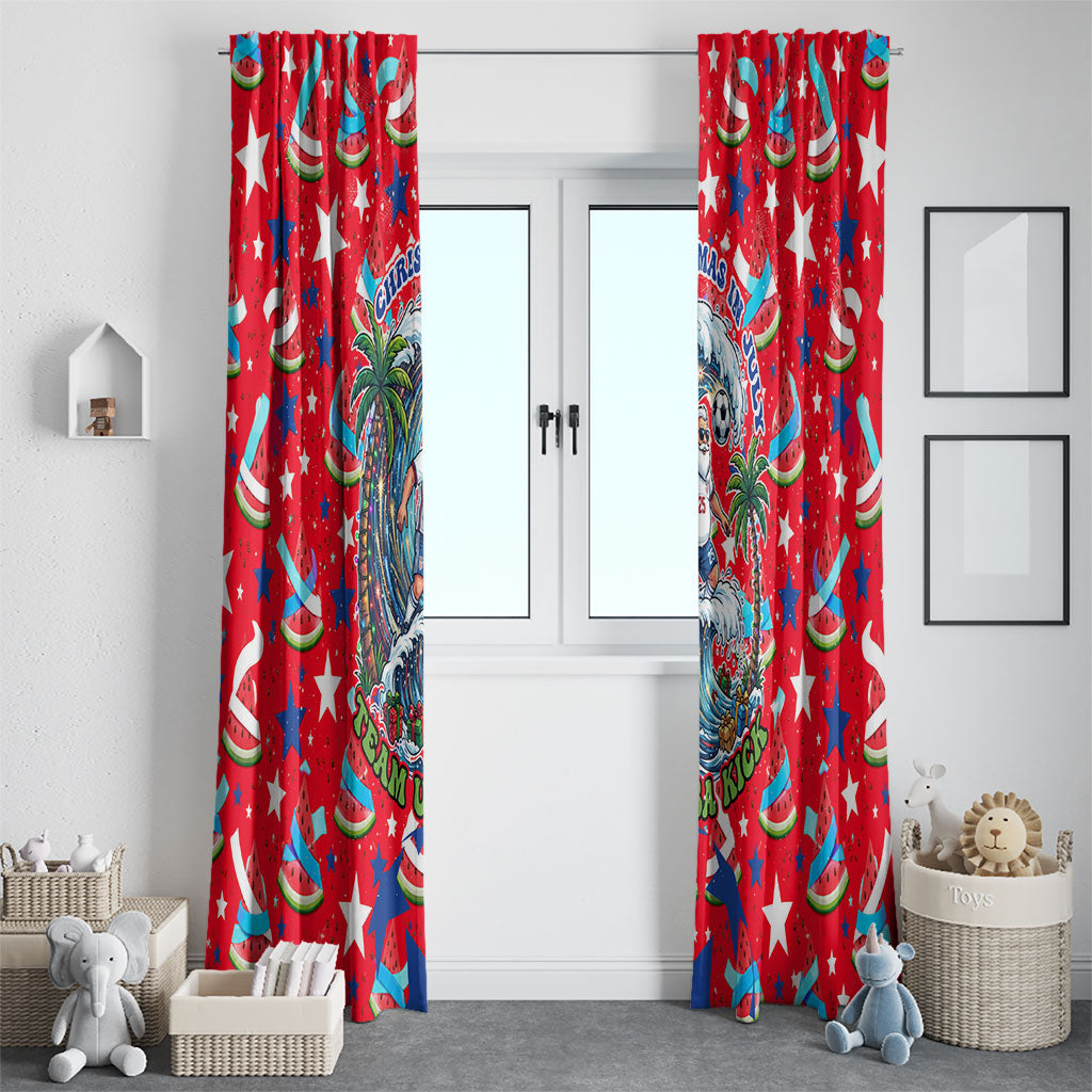 Christmas In July USA Soccer Window Curtain Surfing Santa Flamingo Summer Watermelon