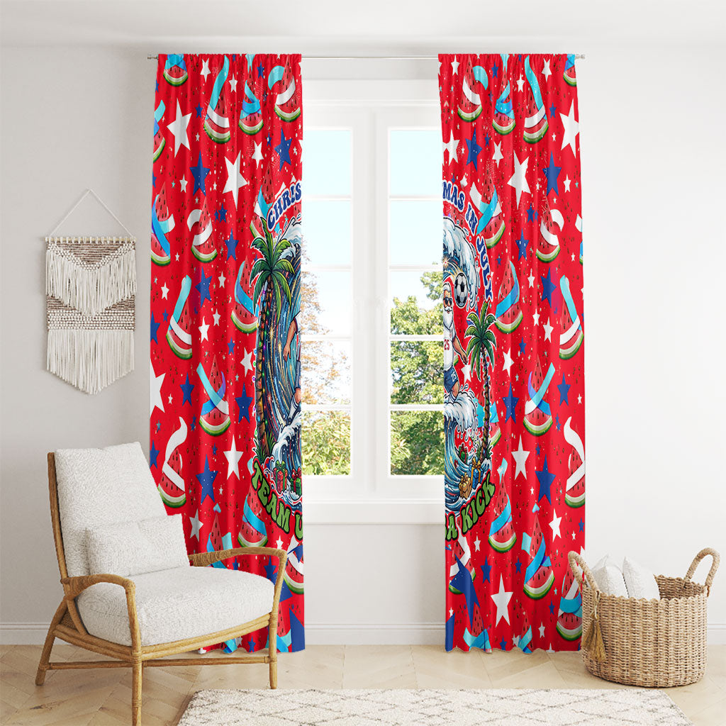 Christmas In July USA Soccer Window Curtain Surfing Santa Flamingo Summer Watermelon
