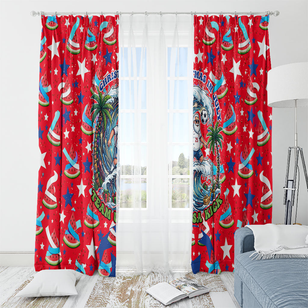 Christmas In July USA Soccer Window Curtain Surfing Santa Flamingo Summer Watermelon