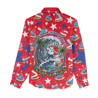 Christmas In July USA Soccer Women Casual Shirt Surfing Santa Flamingo Summer Watermelon