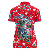 Christmas In July USA Soccer Women Polo Shirt Surfing Santa Flamingo Summer Watermelon