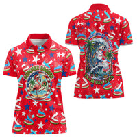 Christmas In July USA Soccer Women Polo Shirt Surfing Santa Flamingo Summer Watermelon