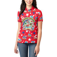 Christmas In July USA Soccer Women Polo Shirt Surfing Santa Flamingo Summer Watermelon