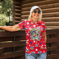 Christmas In July USA Soccer Women Polo Shirt Surfing Santa Flamingo Summer Watermelon