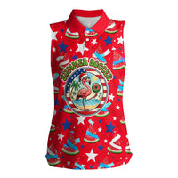 Christmas In July USA Soccer Women Sleeveless Polo Shirt Surfing Santa Flamingo Summer Watermelon