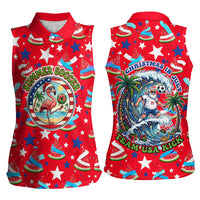 Christmas In July USA Soccer Women Sleeveless Polo Shirt Surfing Santa Flamingo Summer Watermelon