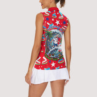 Christmas In July USA Soccer Women Sleeveless Polo Shirt Surfing Santa Flamingo Summer Watermelon