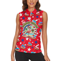 Christmas In July USA Soccer Women Sleeveless Polo Shirt Surfing Santa Flamingo Summer Watermelon