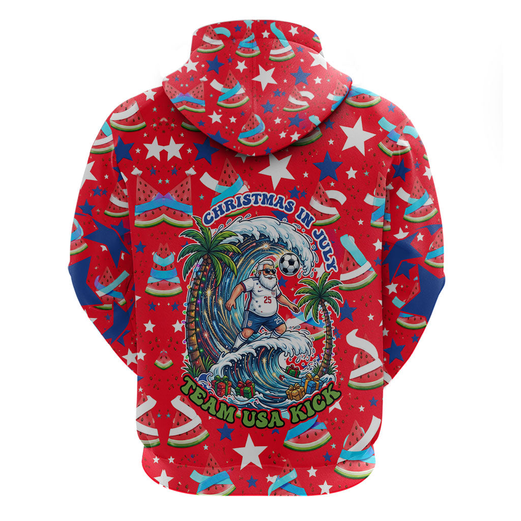 Christmas In July USA Soccer Zip Hoodie Surfing Santa Flamingo Summer Watermelon