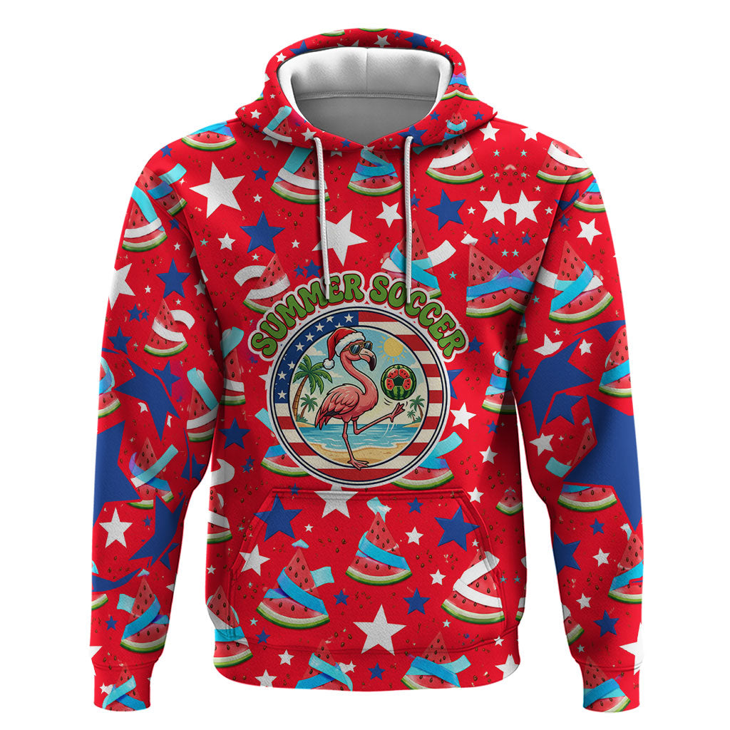 Christmas In July USA Soccer Zip Hoodie Surfing Santa Flamingo Summer Watermelon