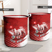 Personalized Switzerland Ibex Soccer 2026 Laundry Basket Grunge Swiss Football Cross Mountain