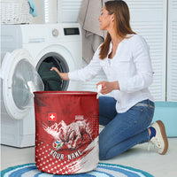 Personalized Switzerland Ibex Soccer 2026 Laundry Basket Grunge Swiss Football Cross Mountain