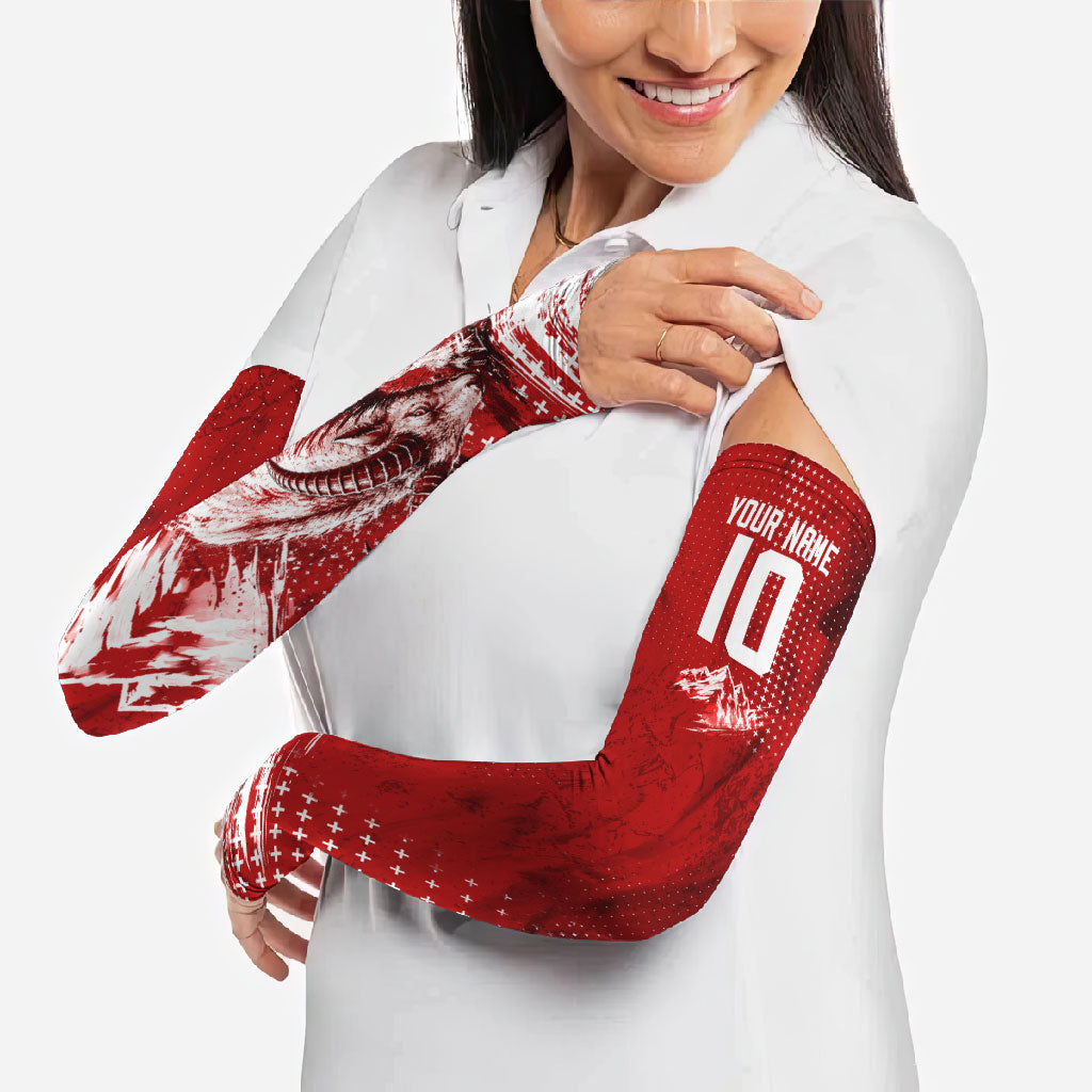Personalized Switzerland Ibex Soccer 2026 Arm Sleeves Grunge Swiss Football Cross Mountain