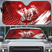 Personalized Switzerland Ibex Soccer 2026 Auto Sun Shade Grunge Swiss Football Cross Mountain