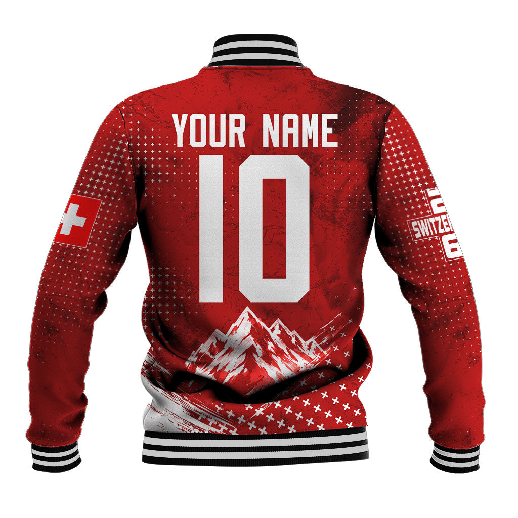 Personalized Switzerland Ibex Soccer 2026 Baseball Jacket Grunge Swiss Football Cross Mountain