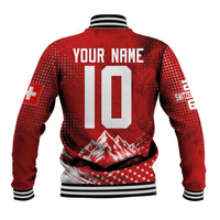 Personalized Switzerland Ibex Soccer 2026 Baseball Jacket Grunge Swiss Football Cross Mountain