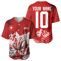 Personalized Switzerland Ibex Soccer 2026 Baseball Jersey Grunge Swiss Football Cross Mountain
