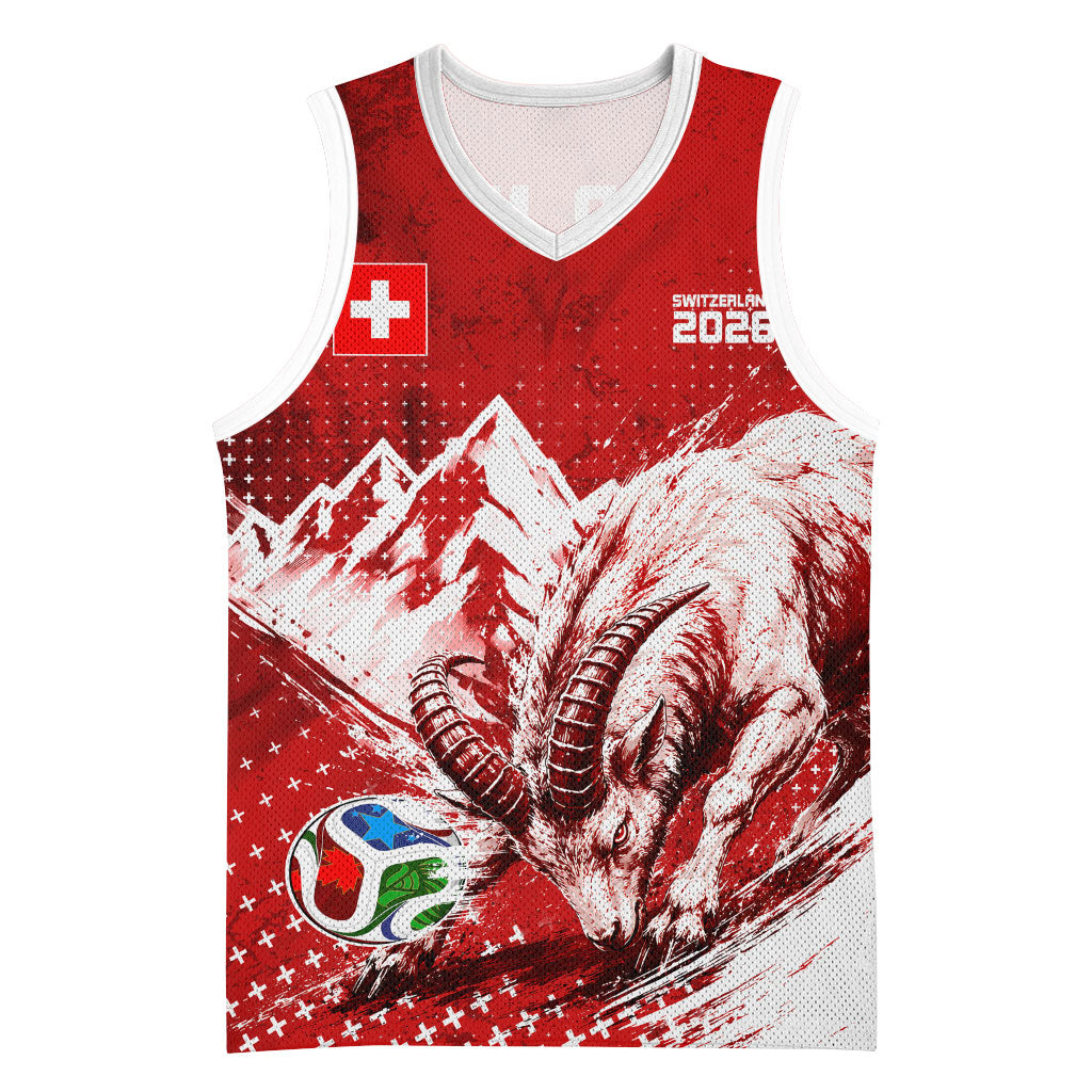 Personalized Switzerland Ibex Soccer 2026 Basketball Jersey Grunge Swiss Football Cross Mountain