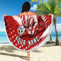 Personalized Switzerland Ibex Soccer 2026 Beach Blanket Grunge Swiss Football Cross Mountain