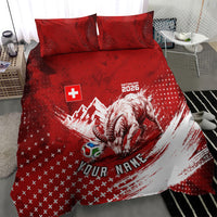 Personalized Switzerland Ibex Soccer 2026 Bedding Set Grunge Swiss Football Cross Mountain