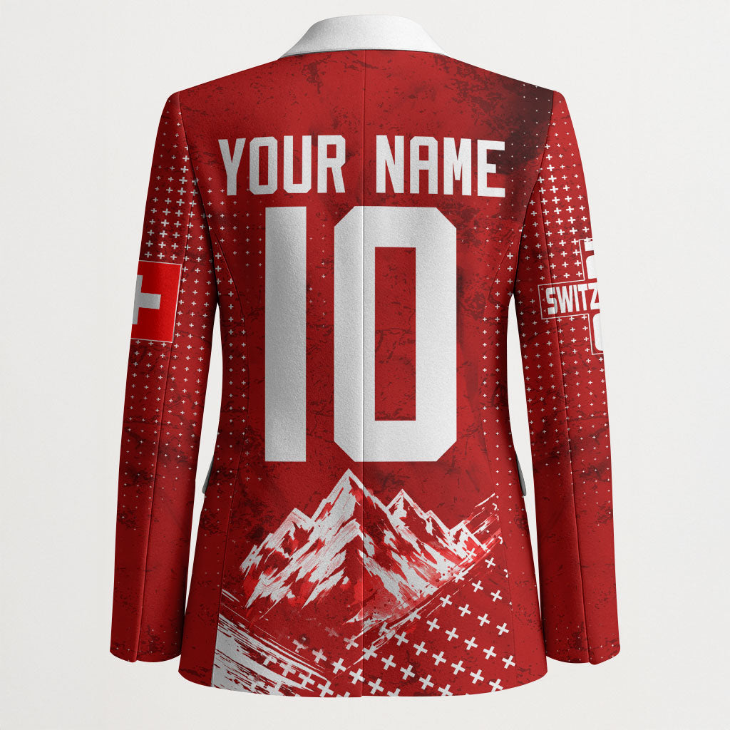 Personalized Switzerland Ibex Soccer 2026 Blazer Grunge Swiss Football Cross Mountain