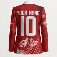 Personalized Switzerland Ibex Soccer 2026 Blazer Grunge Swiss Football Cross Mountain